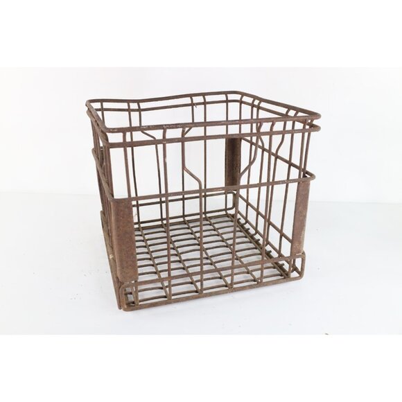 Vintage 40s 50s Distressed Steel Milk Crate Holder Country Farmhouse USA - Picture 1 of 9